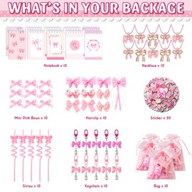 DMIGHT Pink Bow Party Favors, Pink Coquette Bow Gift Bags for Bow Coquette Party Decorations Supplies