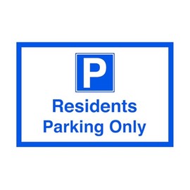 Residents parking only - Safety sign- 3mm Aluminum Dibond for indoor/outdoor usage (300mm x 200mm) 7m Viewing Distance.
