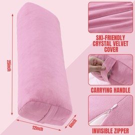 MABOZOO Yoga Bolster Pillow, Rectangular Yoga Bolster for Restorative Yoga & Meditation, Professional Meditation Cushion with Carry Handle, 27"X10"X6" (Pink)