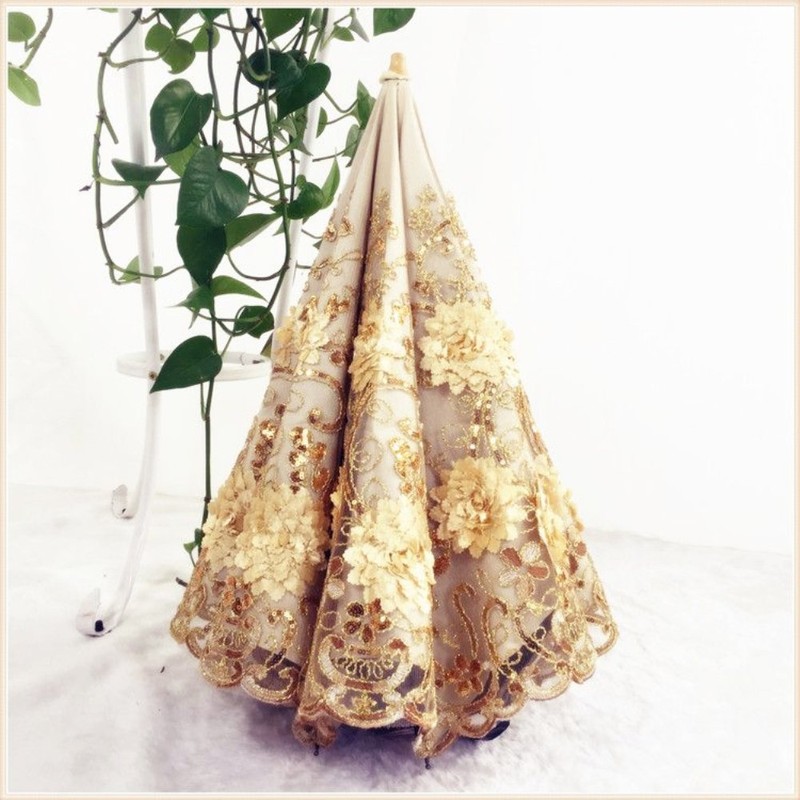 Honeystore Vintage Lace UV Sun Parasol Folding 3D Flower Embroidery