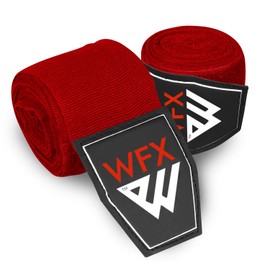 WFX Boxing Hand Wraps 3.5 4.5 Meter Martial Arts Bandages Inner Gloves Wrist Support Straps Punching Under Hand Knuckles Heavy Elasticated Training Bag Mitts Muay Thai (3.5 M, Red)