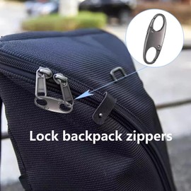 4 Pack Zipper Clips Theft Deterrent Zippers Pull Replacement, Backpack Luggage Case Zipper Locks (Black and Silver)