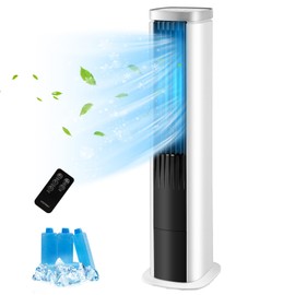 KOTEK 3 in 1 Evaporative Air Cooler, 40” Portable Cooling Tower Fan for Bedroom with 60°Oscillation, 4 Ice Packs, 5L Water Tank, 4 Speeds & LED Display, 9H Timer, Remote Control for Room Home & Office