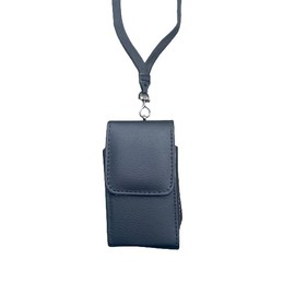 Newyorkcellphone Compatible with Consumer Cellular Iris Easy Flip - Around The Neck Black Leather Case with Safety Lanyard