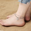 YANCHUN Initial Ankle Bracelets for Women Silver Heart Double Layered