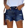 Pink Queen Trendy Ripped Jean Shorts for Women Mid Rise