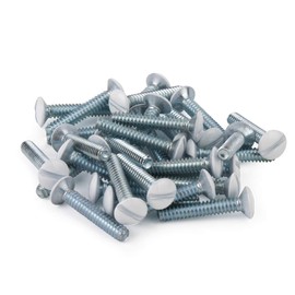 Henne Bery 3/4" Long 6-32 Thread, Oval Head Milled Slot Replacement Wall Plate Screws, 30 Pack, White