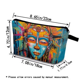 YULUENZE Abstract Indian Makeup Bag Cute Small Organizer Bag with Zipper Abstract Indian Cosmetic Bag Aesthetic Birthday Present for Women Sisters Friends -1