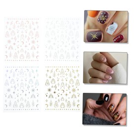 FOMIYES 40sheets Nail Decor Decals Sun Moon Star Pattern Stickers Press Nail Art Stickers for Women Girls
