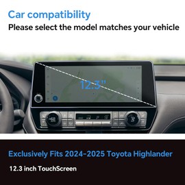 TopLight Screen Protector for 2024-2026 Toyota Grand Highlander Accessories, Compatible with XLE/Limited/Platinum 12.3 Inch Touchscreen, No Glare & Fingerprint, 9H Tempered Glass