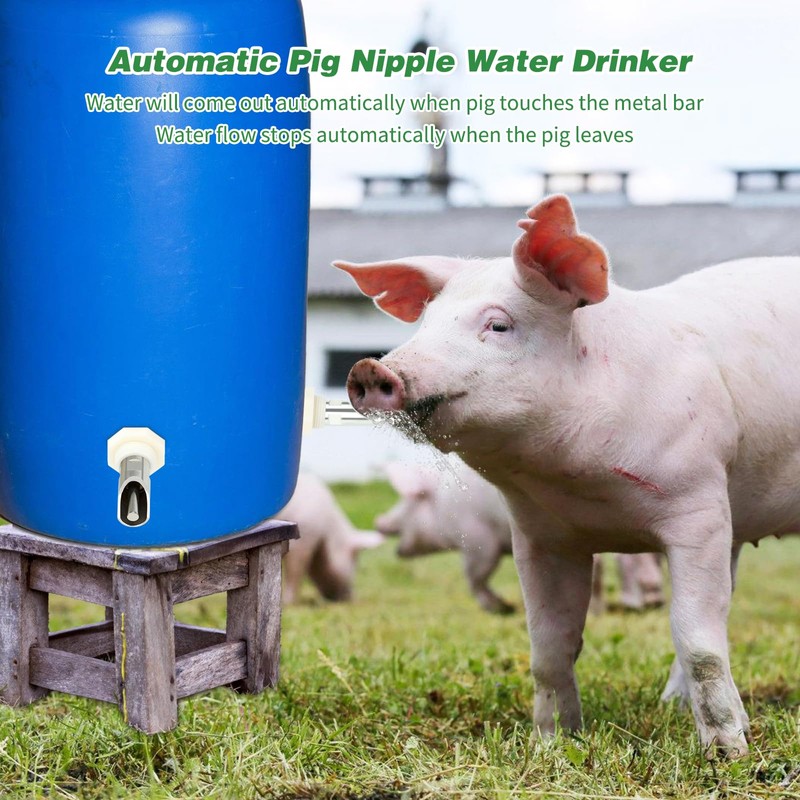 4 Pcs Pig Waterer Nipples for Barrel Kit, Stainless Steel