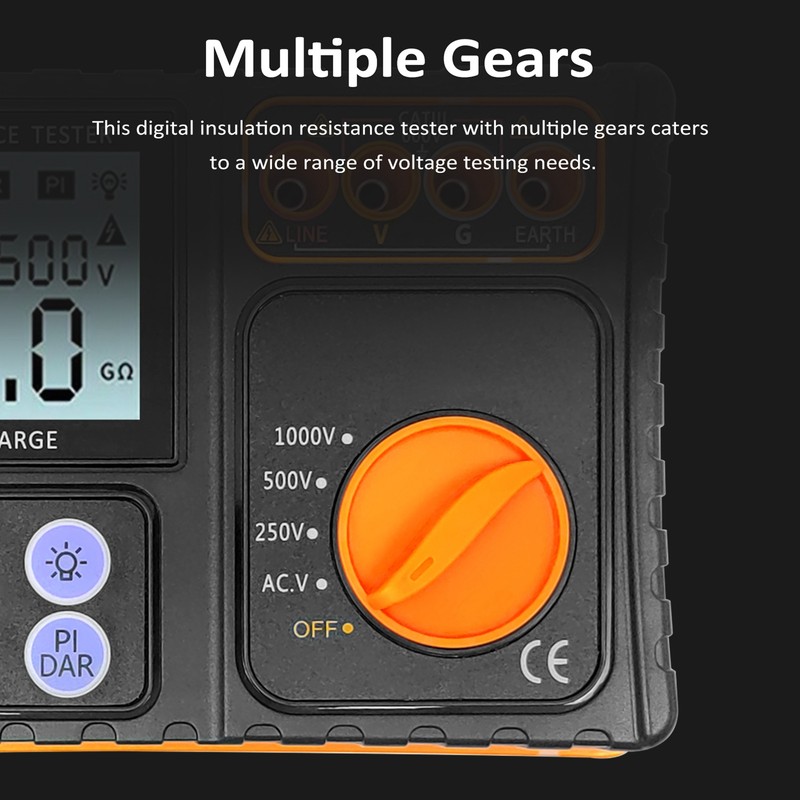 Insulation Resistance Tester 250V/500V/1000V High Definition LCD Display Resistance Meter