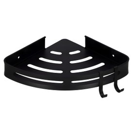 Retoo Pack of 2 Corner Shelves, Shower Shelves, 19 x 26 x 3 cm, Rounded Edges, Corrosion Resistance, Shelf, Mounting Elements, Box contents: for Bathrooms, Kitchens, Aluminium, Black