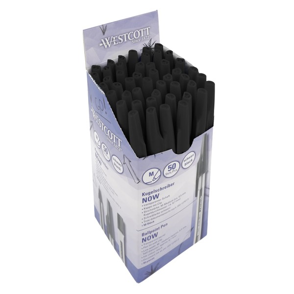 Westcott Now E-745001 00 Ballpoint Pen Pack of 50 Black