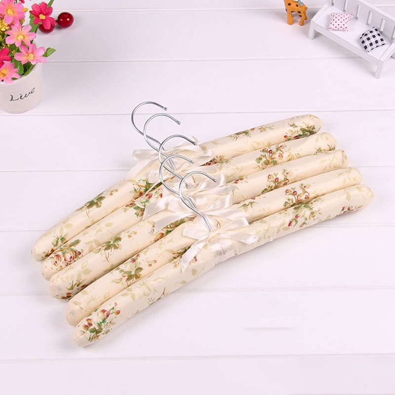 Padded Hangers for Women Clothing,5PCS Clothes Hangers Printed Bow Padded