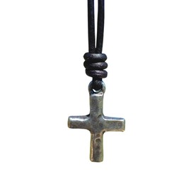 Small Gold Hammered Cross Necklace - Religious Jewelry, Mens Faith, Catholic Women, Men Gifts, Protect Us, Father Christmas Gift, Best Friend (Silver)
