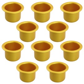 Candle Cup ZYAMY 10pcs Candlestick Holder Cup Candle Drip Protector Gold Candle Holder 27mm Diameter 18mm Height Candles Aluminium Cup Decorative Candle Container