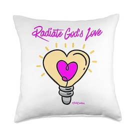 4ChristCreations Awesome Faith Inspiring Designs Radiate God’s Love Heart Shaped Lightbulb Religious Faith Throw Pillow, 18x18, Multicolor