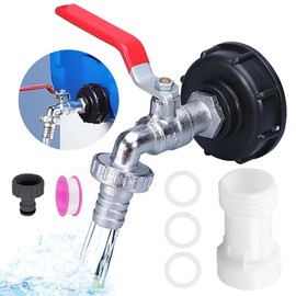 IBC Tank Outlet Tap with Spout Extension S60 x 6 Coarse Thread, 1000 L Water Tank Accessories Outlet Tap 3/4 Inch, IBC Container Connection Adapter for Water Tank