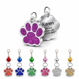 Etiquetas personalizadas para perros y gatos, collar de identificación de acero inoxidable con gr...
