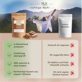 JKR Spices Pack of 210 Cumin Capsules - Vegan Capsules Filled with 450 mg Cumin - High Dose - Ground Cumin Powder - Vegetable Capsule - 100% Natural and No Additives
