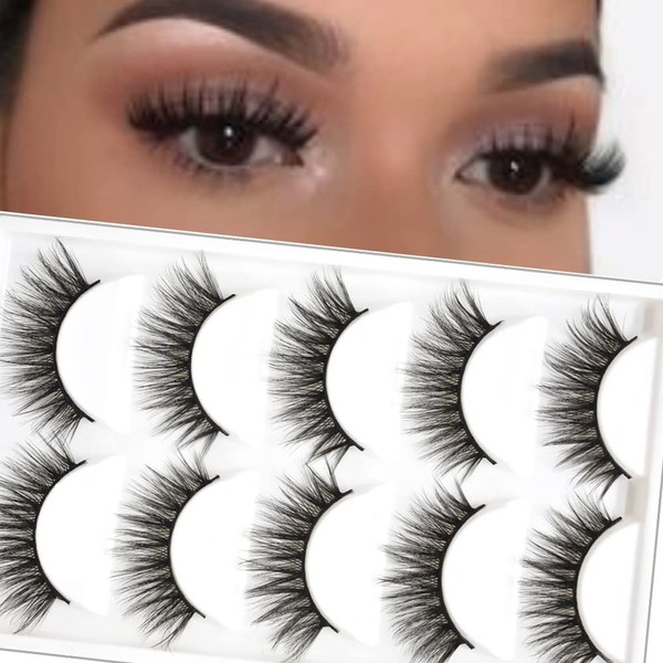 5 Pairs Eyelashes Faux Mink Eye lash 3D False Cat