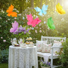 SUNBEAUTY Pack of 6 3D Butterfly Decoration with Clip Paper Butterflies Decoration Colourful Flying Butterflies for Garden Party Decoration Children's Birthday Decoration Table Decoration Indoor