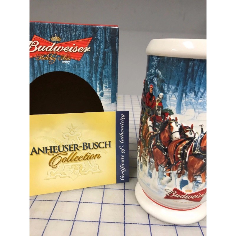 2007 Budweiser Holiday Stein in Box with Certificate of Authenticity