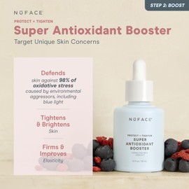 NuFACE Super Booster Antioxidant Serum - Skin Firming & Brightening Serum to Shield and Protect Against Blue Light - Firming Facial Serum for Enhancing NuFACE Microcurrent Device Results (1 oz)
