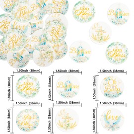 Gyufise 48Pcs Edible Baptism Cupcake Toppers Wafer Paper God Bless Cross Cupcake Picks First Holy Communion Christening Confirmation Religious Cupcake Picks for Baptism Party Decorations Green