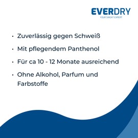 EVERDRY Antitranspirant Roll-On 50 ml gegen starkes Schwitzen an Achseln & Körper – Anitperspirant für Frauen & Männer, ohne Alkohol & Parfümstoffe