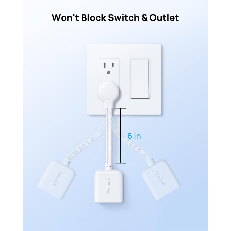 TROND Flat Outlet Extender with 6 Inch Cord - ETL