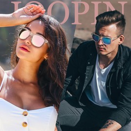 Joopin Two Pairs of Polarised Sunglasses Men's Rectangular and Classic Retro Sunglasses Women UV400 for Tourism, Transparent pink and transparent blue, Unit size