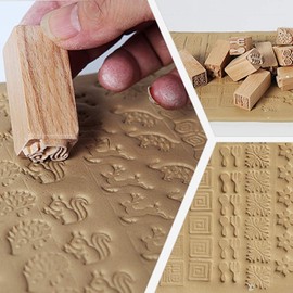 16Pcs Wooden Clay Pottery Stamp ton stempel Pottery Tools Stamps Clay Decorative Stamp Hand Carved Stamps henna stamp for DIY Craft, Letters Diary,Beech DIY Clay Pottery Verktyg för keramik & krukor