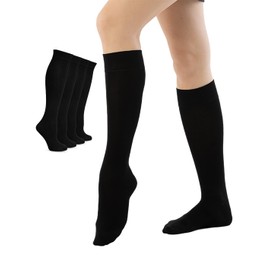 Women's Bamboo Socks - Knee High Stockings 5 Pairs - Soft & Elastic, No Seam, Reinforced Heel & Toe, Made in Europe, Comfortable, Breathable - Light Beige, Navy, Black, White - 35-38 & 39-42, black