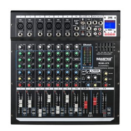 Dj Mixers 8 Channel Audio Mixer Sound Board with Bluetooth, Usb Audio Interface with 48V Phantom Power Sounds Mixer Board with FX Reverb Delay Effect for Streaming