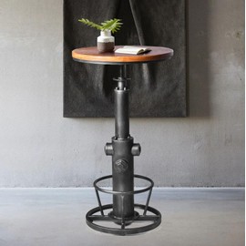 Topower Industrial Bar Table 38.58-48.43" Adjustable Pub Table Kitchen Dining Coffee Bistro Table Silver