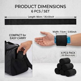 6 Pack Ice Pack Extension Straps - 35"x3" Elastic Wrap for Hot & Cold Packs