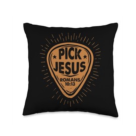 Pick Jesus - Guitar - Guitars Guitarist - Christian Music Throw Pillow