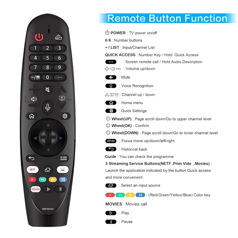 Replacement Magic Remote Control for LG Smart TV Remote for