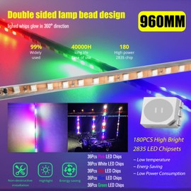 HAISECA 2Pcs LED Whip Lights,3.4FT RGB 270° Auto Strobe LED Whip Light for ATV UTV RZR Off-Road Truck Boat Can-am,DC12V.