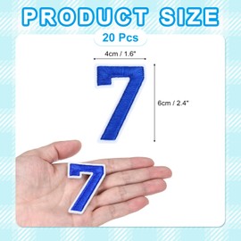 sourcing map 20 Pcs Number Patches 2.4" Height Number 7 Embroidered Decorative Repair Patches Iron/Sew on Embroidery Appliques for Decor Clothes Shoes Hats Backpacks DIY Crafts, Blue