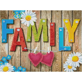 Abillyn Embroidery Cross Stitch Kits Wooden Sign Family and Love Hearts Stamped with Printed Pattern Starter Kit (Family)