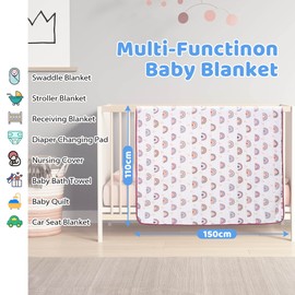 Muslin Baby Blanket Summer for Babies Children Thin Breathable Summer Blanket Swaddling Blanket Cotton Girls Boys 110 x 150 cm