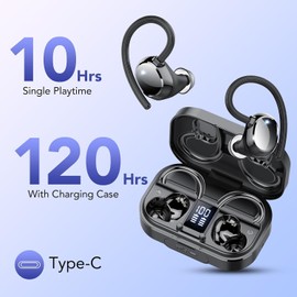 KT1 Wireless Earbuds, Bluetooth Headphones Sport V5.3, Bluetooth Earphones Deep Bass 2.0, 120Hrs Playtime, 4.7g Painless for Small Ears Women, IPX7 Waterproof, Wireless Headphones LED Display(black)