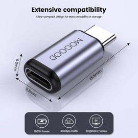 MOGOOD USB C Male to Female Adapter, USB C Extension Support 100W Fast Charging 40Gbps Data Transfer 8K@60Hz Video Output for USB4, Thunderbolt 4/3, Laptop, Steam Dock