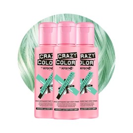 Crazy Color Pastel Peppermint Semi-Permanent Trio Hair Dye. Highly Pigmented Minty Green Conditioning & Oil Nourishing Vegan Formula | No Bleach or Ammonia | 300ml