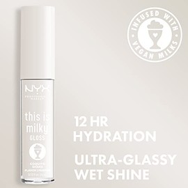 NYX PROFESSIONAL MAKEUP This Is Milky Gloss, brillo de labios con hidratación de 12 horas, vegano - Batido de coquito (claro lechoso)