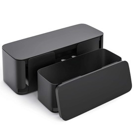 Yecaye Paquete de 2 Cajas Organizadoras de Cables para Escritorio, Escondedor Oculta y Ordena los Cables para Hogar y Oficina,Tamaño Grande y Mediano, Negro