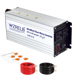 WZRELB 1200W Power Inverter 24V DC to 110V 120V AC,2400W Peak Modified Sine Wave Car Inverter with LED Display,Dual AC Outlets,Soft Starter,Off-Grid Power Converter with High Efficiency up to 90%